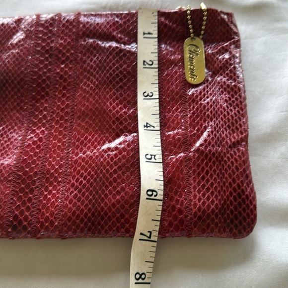 Vintage Clemente Red Snakeskin and Leather Clutch or Shoulder Bag - Picture 5 of 10